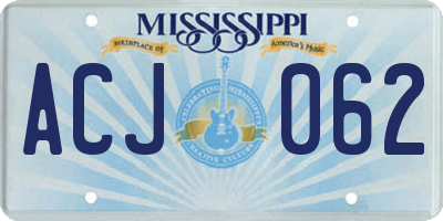 MS license plate ACJ062