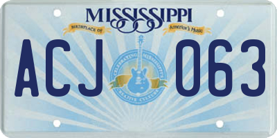 MS license plate ACJ063