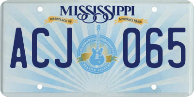 MS license plate ACJ065