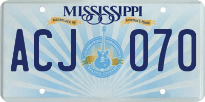 MS license plate ACJ070