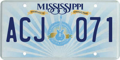 MS license plate ACJ071