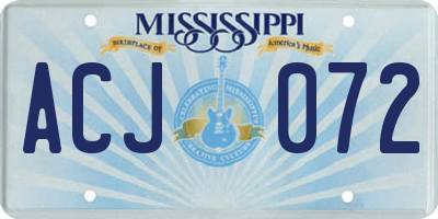 MS license plate ACJ072