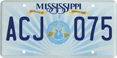 MS license plate ACJ075