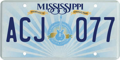 MS license plate ACJ077
