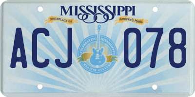 MS license plate ACJ078