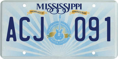 MS license plate ACJ091