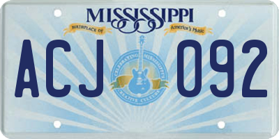 MS license plate ACJ092