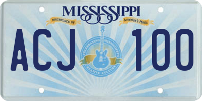 MS license plate ACJ100