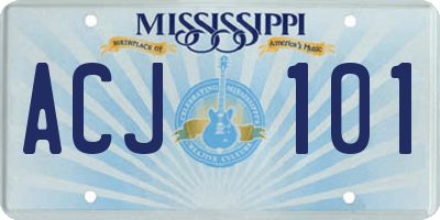 MS license plate ACJ101