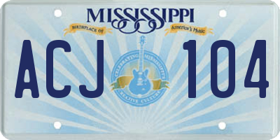 MS license plate ACJ104