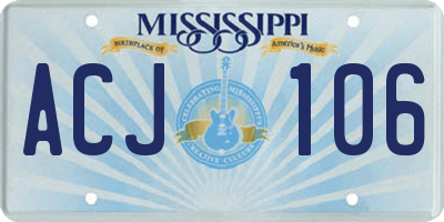 MS license plate ACJ106