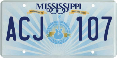 MS license plate ACJ107