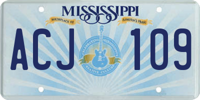 MS license plate ACJ109