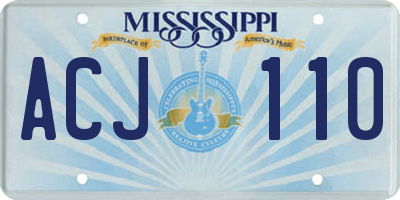 MS license plate ACJ110
