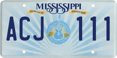 MS license plate ACJ111