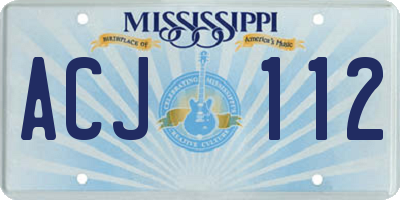 MS license plate ACJ112
