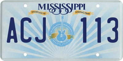 MS license plate ACJ113