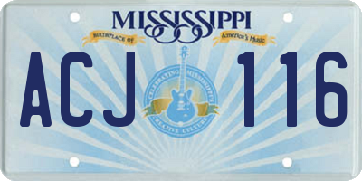 MS license plate ACJ116