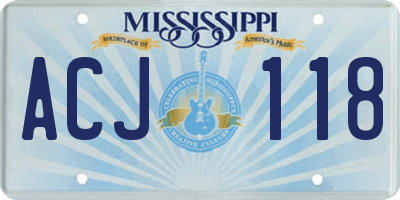 MS license plate ACJ118