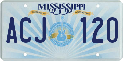 MS license plate ACJ120