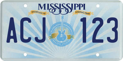 MS license plate ACJ123