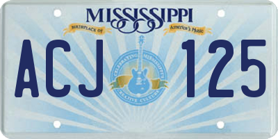 MS license plate ACJ125