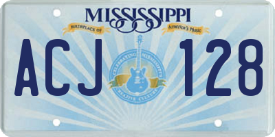 MS license plate ACJ128