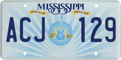 MS license plate ACJ129