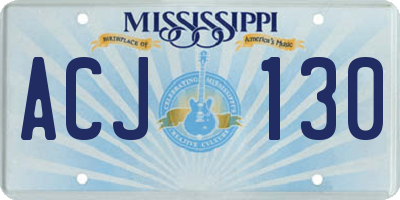 MS license plate ACJ130