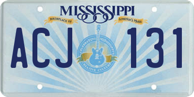 MS license plate ACJ131