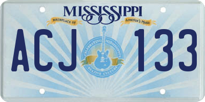 MS license plate ACJ133