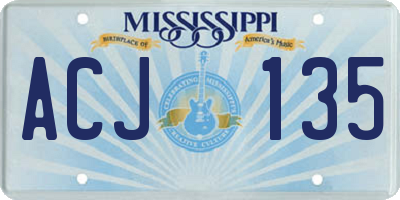 MS license plate ACJ135