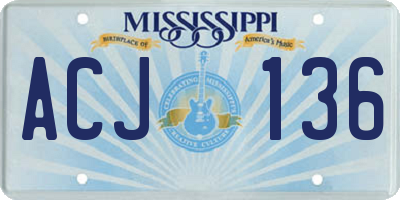 MS license plate ACJ136