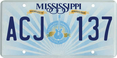 MS license plate ACJ137