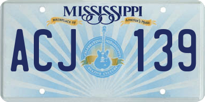 MS license plate ACJ139