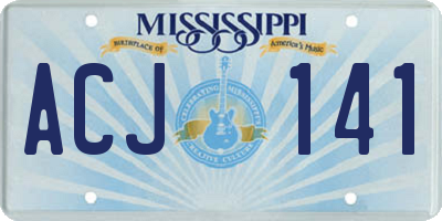 MS license plate ACJ141