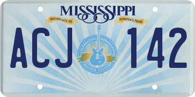 MS license plate ACJ142