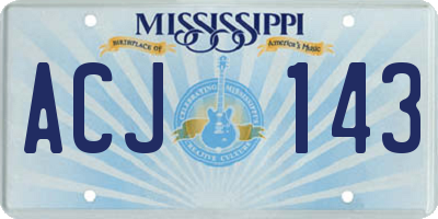 MS license plate ACJ143