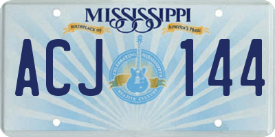MS license plate ACJ144