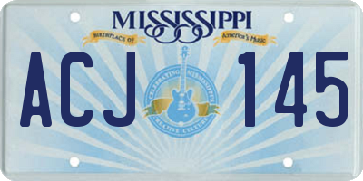 MS license plate ACJ145