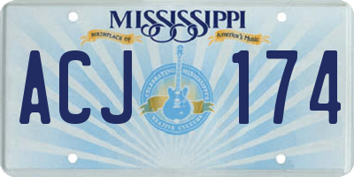 MS license plate ACJ174