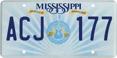 MS license plate ACJ177