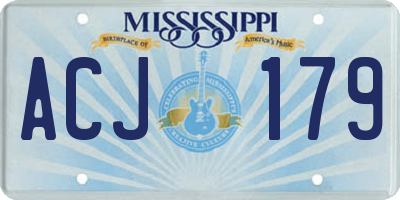 MS license plate ACJ179