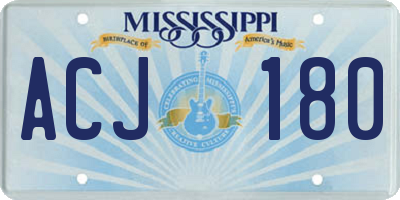 MS license plate ACJ180
