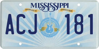MS license plate ACJ181