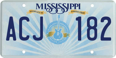 MS license plate ACJ182