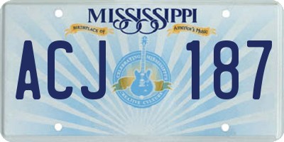 MS license plate ACJ187