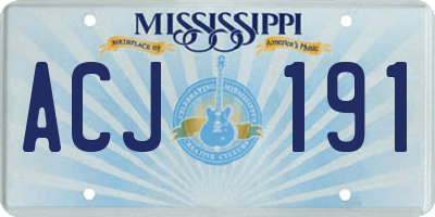 MS license plate ACJ191