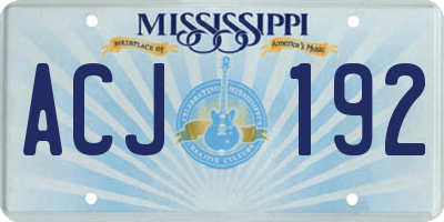 MS license plate ACJ192