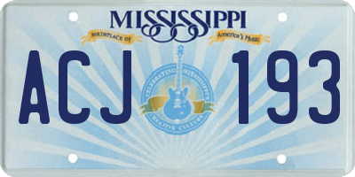 MS license plate ACJ193